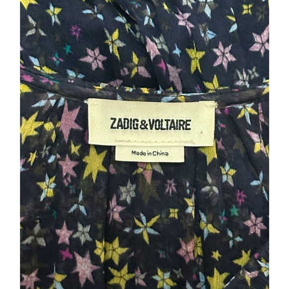 ZADIG & VOLTAIRE Rainy Crinkle Etoiles Maxi Dress Star Print Cottagecore Hippie - Picture 11 of 13